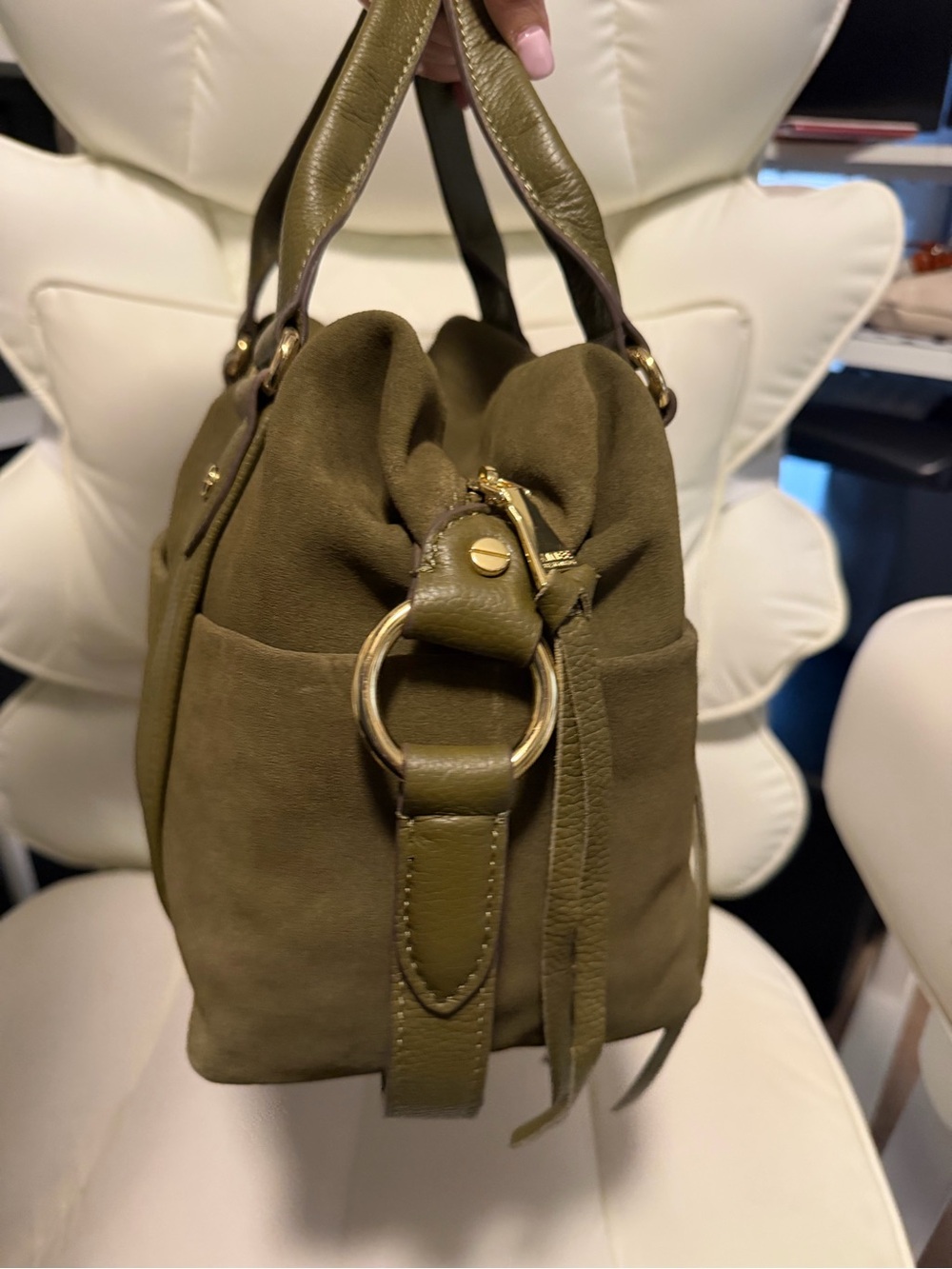 Aimee Kestenberg Olive Green Suede Satchel - Picture 4 of 7